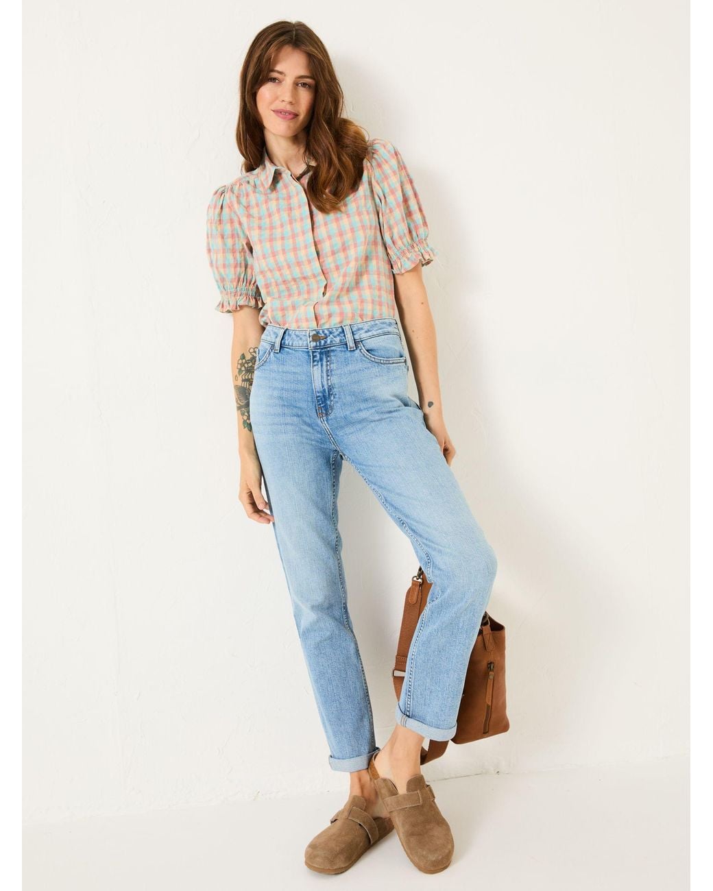 FatFace Blue Kat 100% Cotton Embroidered Shirt