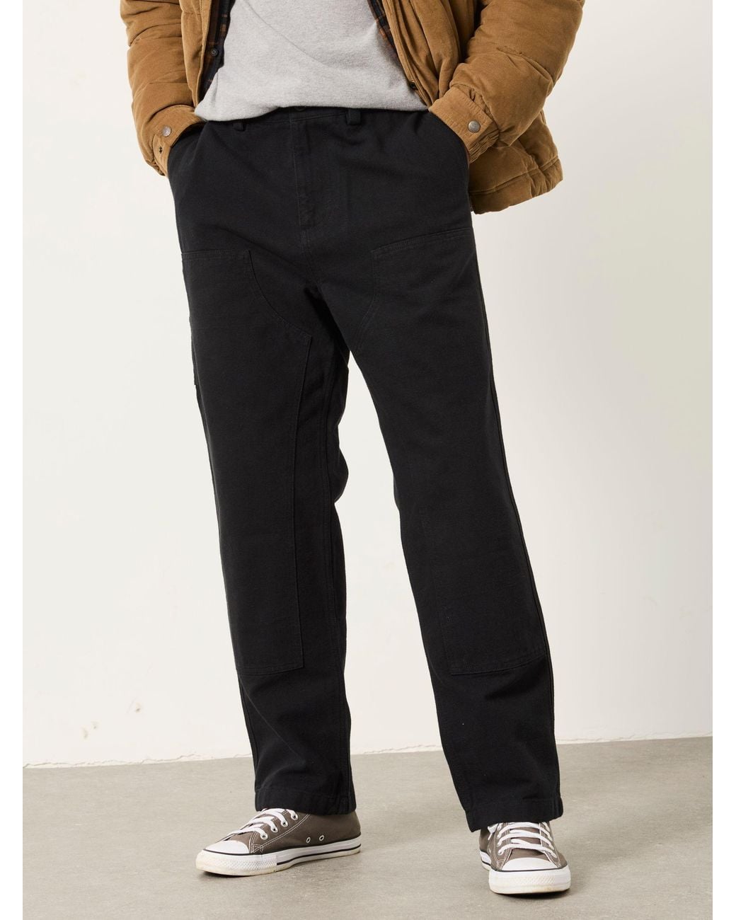 FatFace Black Fatface Paignton Washed Carpenter Trousers for men