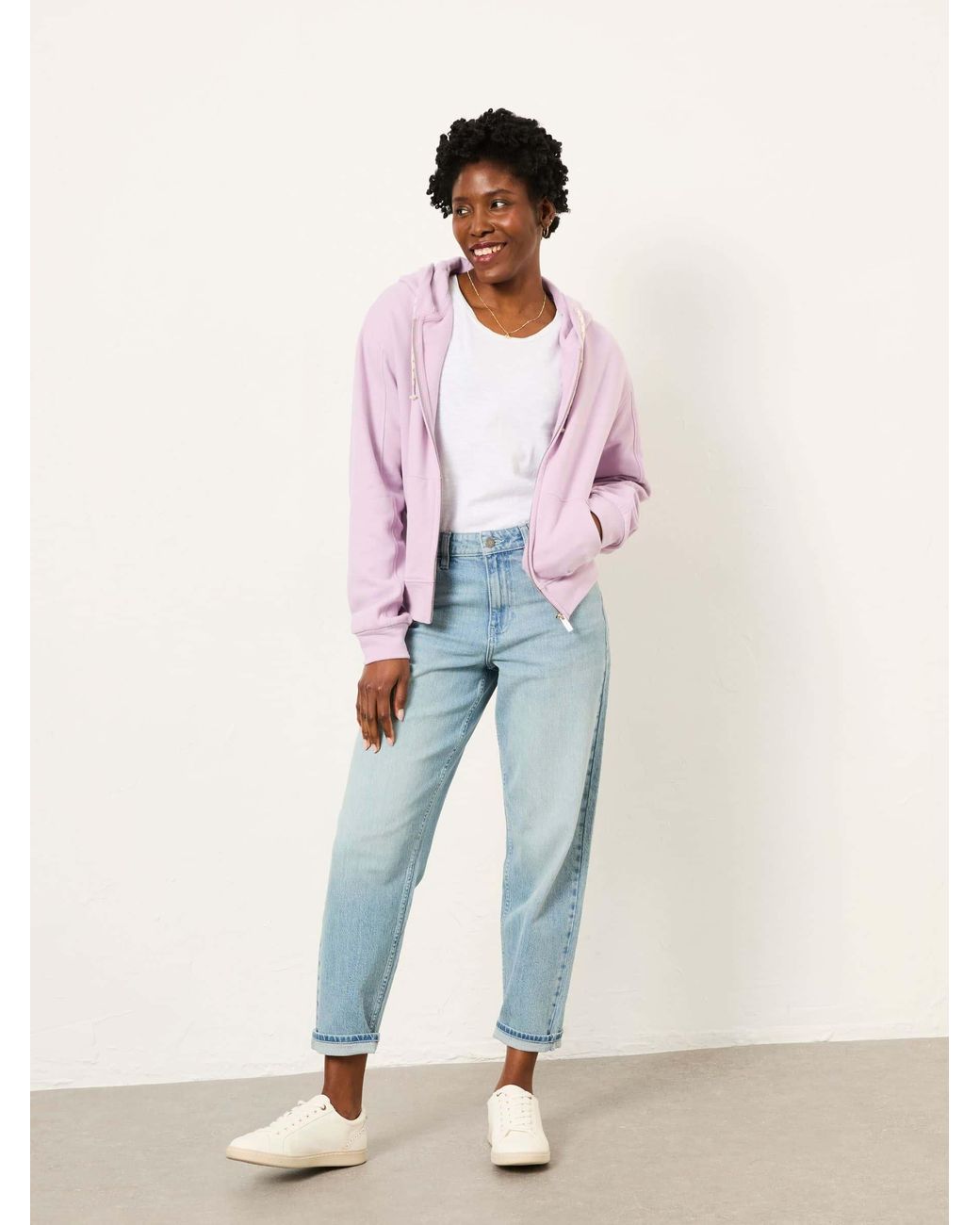 FatFace Pink Flora Zip Through Hoodie