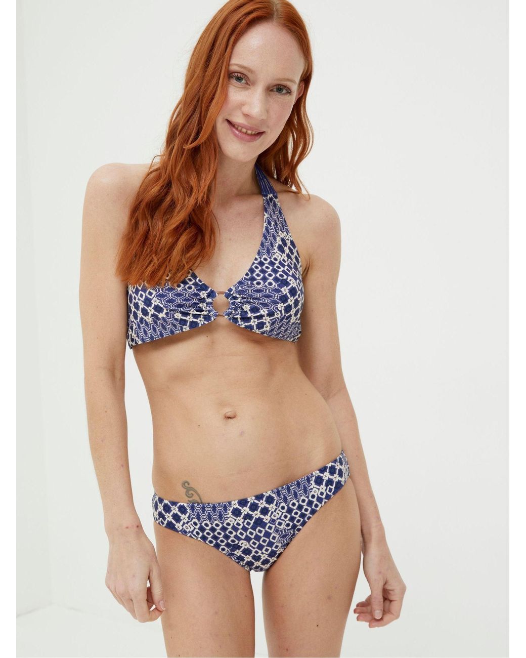 FatFace Blue Mila Patchwork Geo Bikini Bottoms