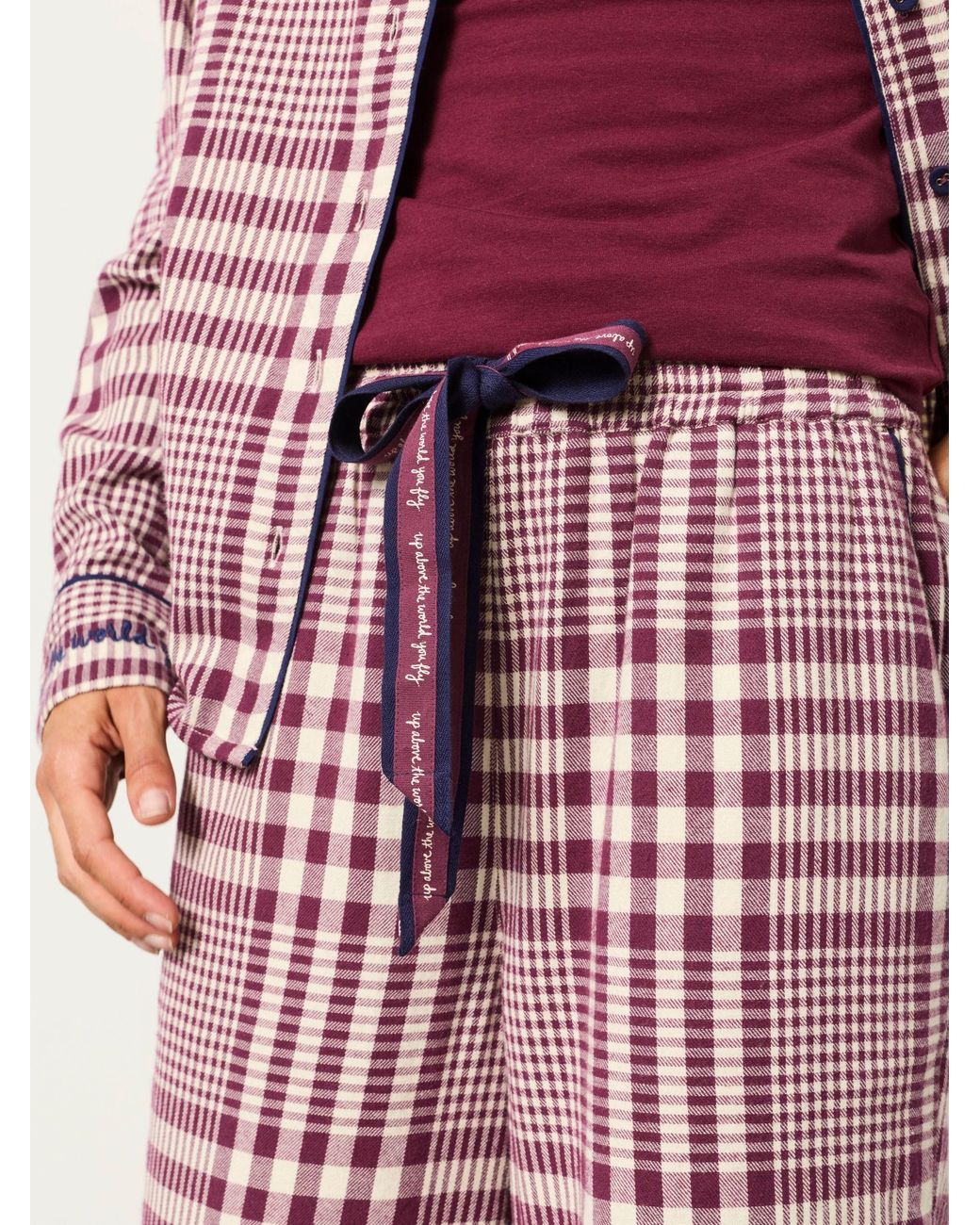 FatFace Red V & A Gingham Trouser And Shirt Pyjama Set