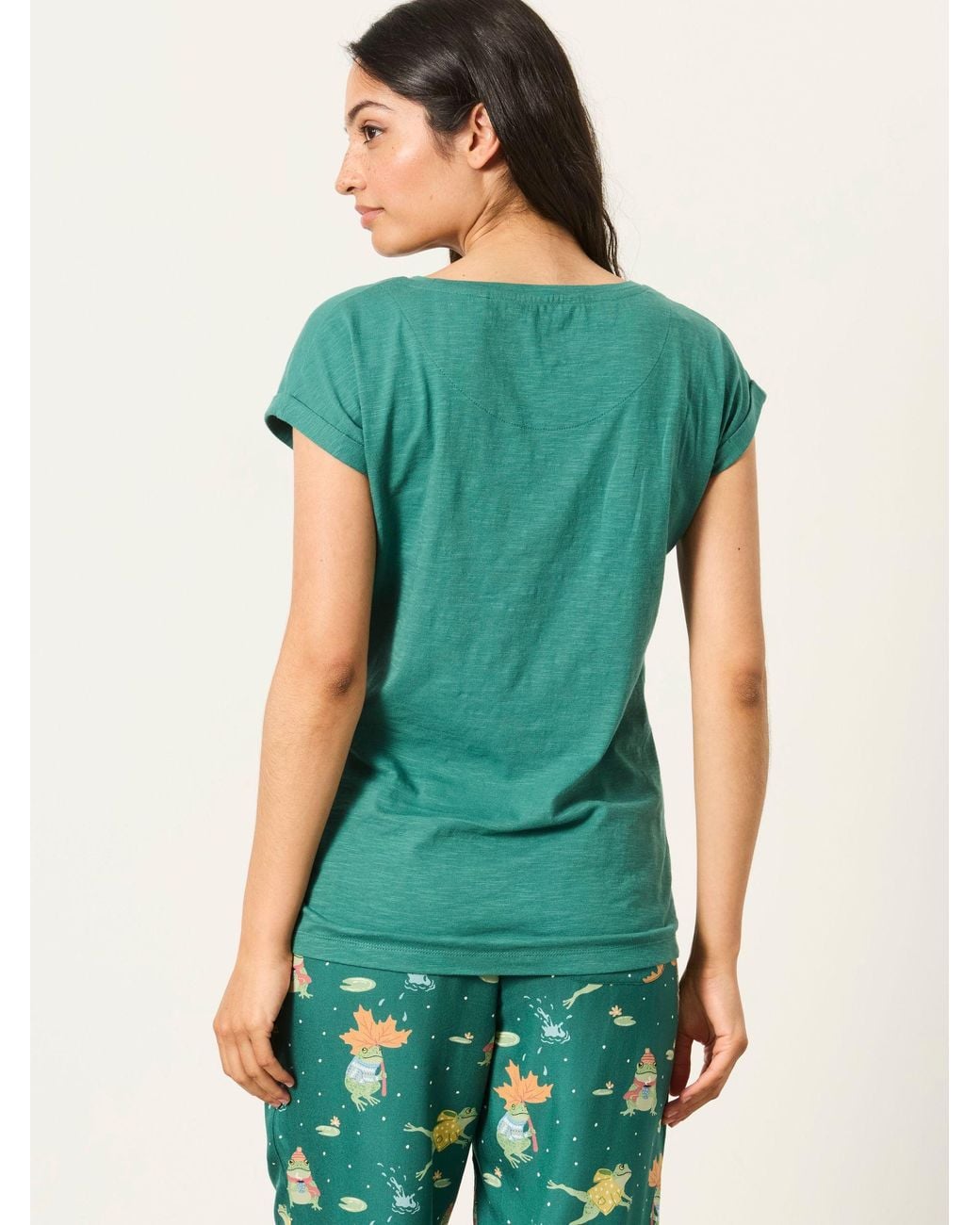 FatFace Green Ivy Pyjama Top