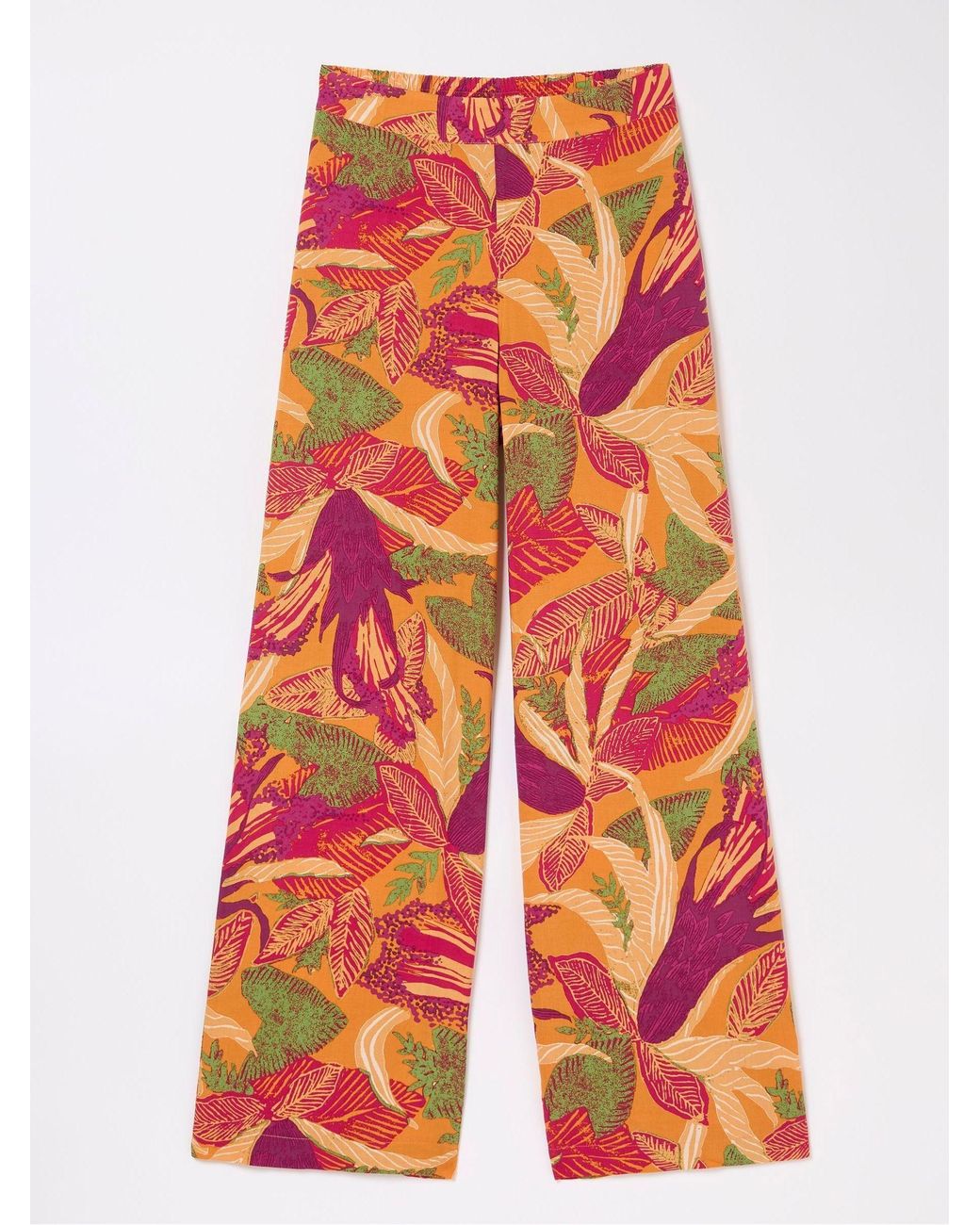 FatFace Red Falon Tropical Floral Wide Leg Trousers