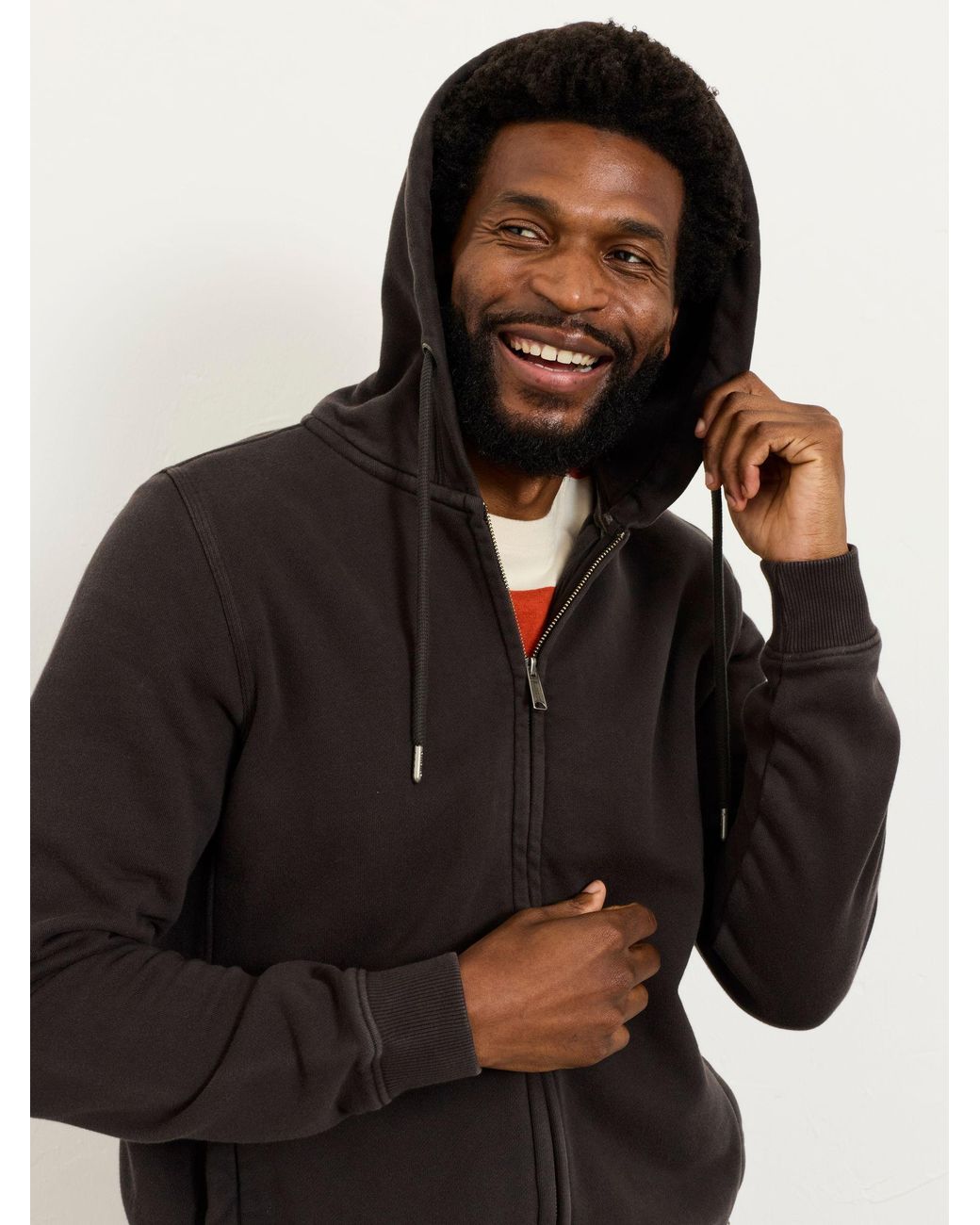 FatFace Black Brooke Zip Through Hoodie for men
