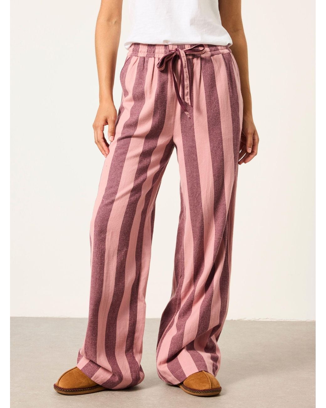 FatFace Pink Lola Stripe Wide Leg Pyjama Bottoms