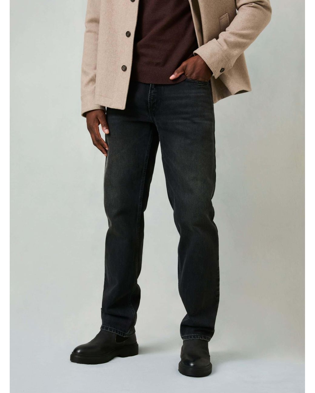 FatFace Black Straight Fit Jeans for men