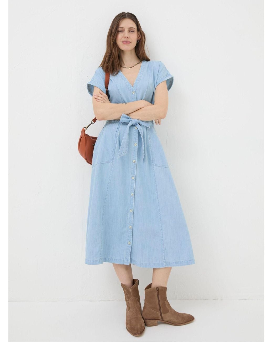 FatFace Blue Odette Denim Midi Dress