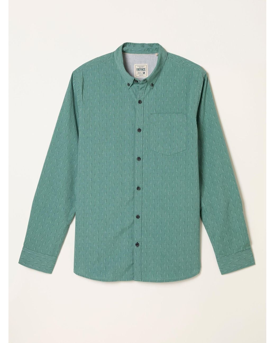 FatFace Green Long Sleeve Dot Print Shirt for men