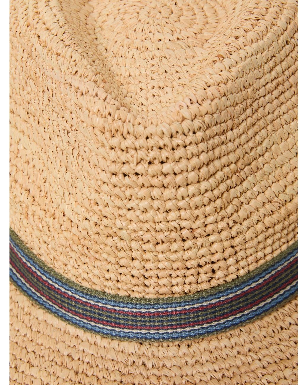 FatFace Natural Stripe Straw Trilby for men