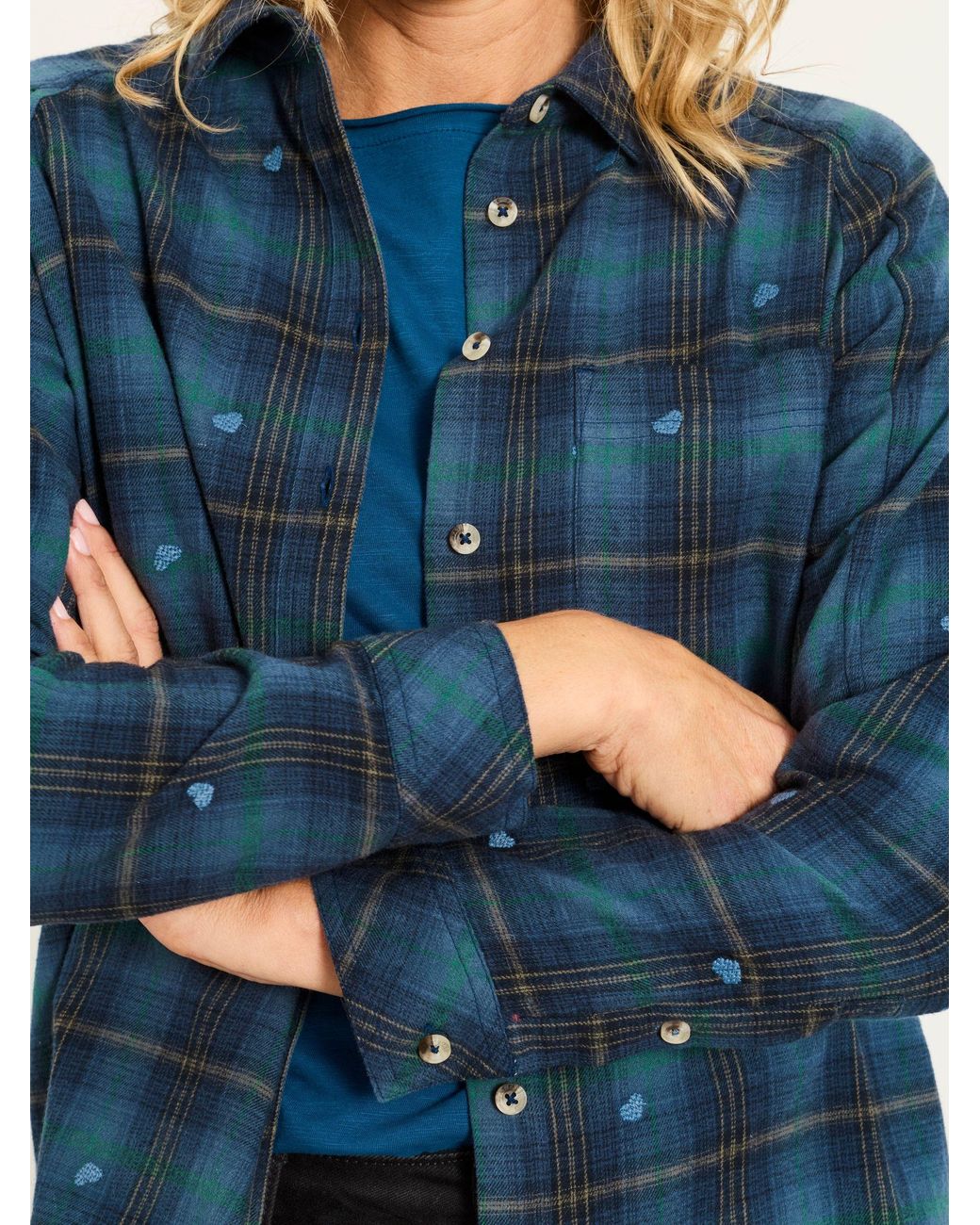 FatFace Blue Petite Bessie Embroidered Check Shirt