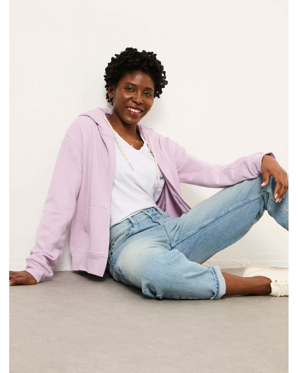 FatFace Pink Flora Zip Through Hoodie