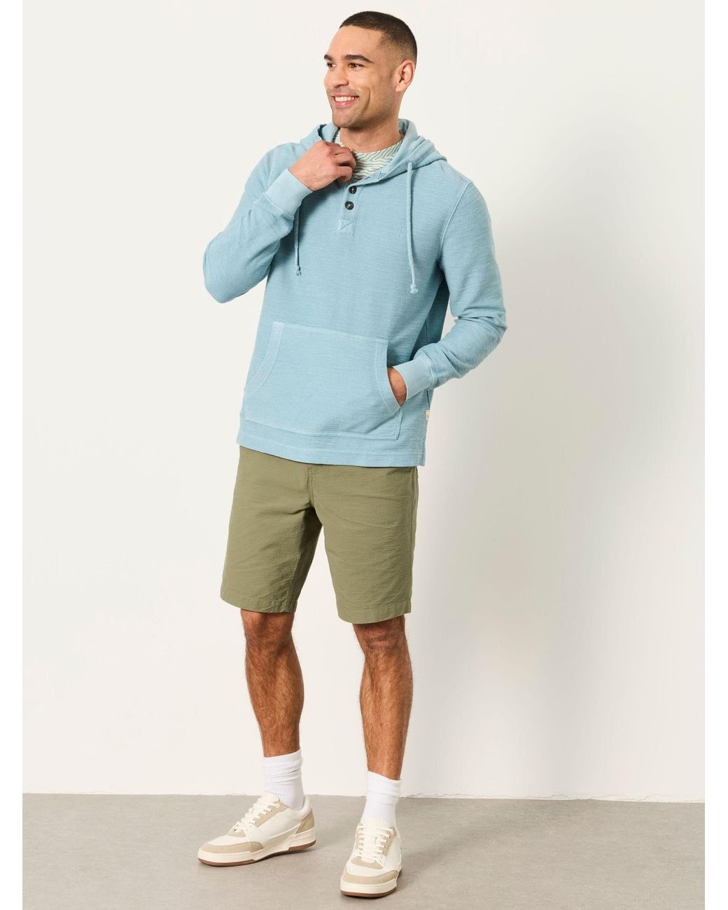 FatFace Blue Beach Half Neck Hoodie for men