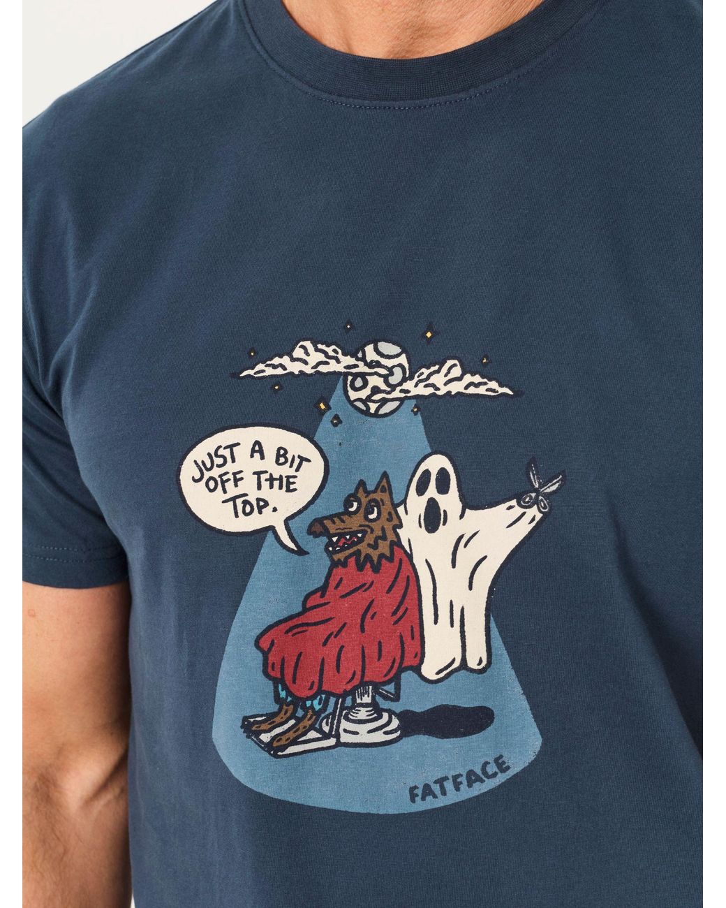 FatFace Blue Halloween Warewolf Graphic T-Shirt for men