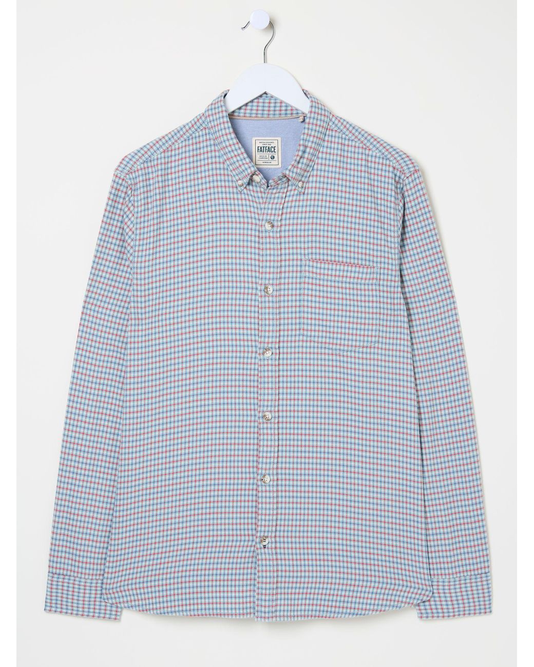 FatFace Blue Bath Long Sleeve Check Shirt for men