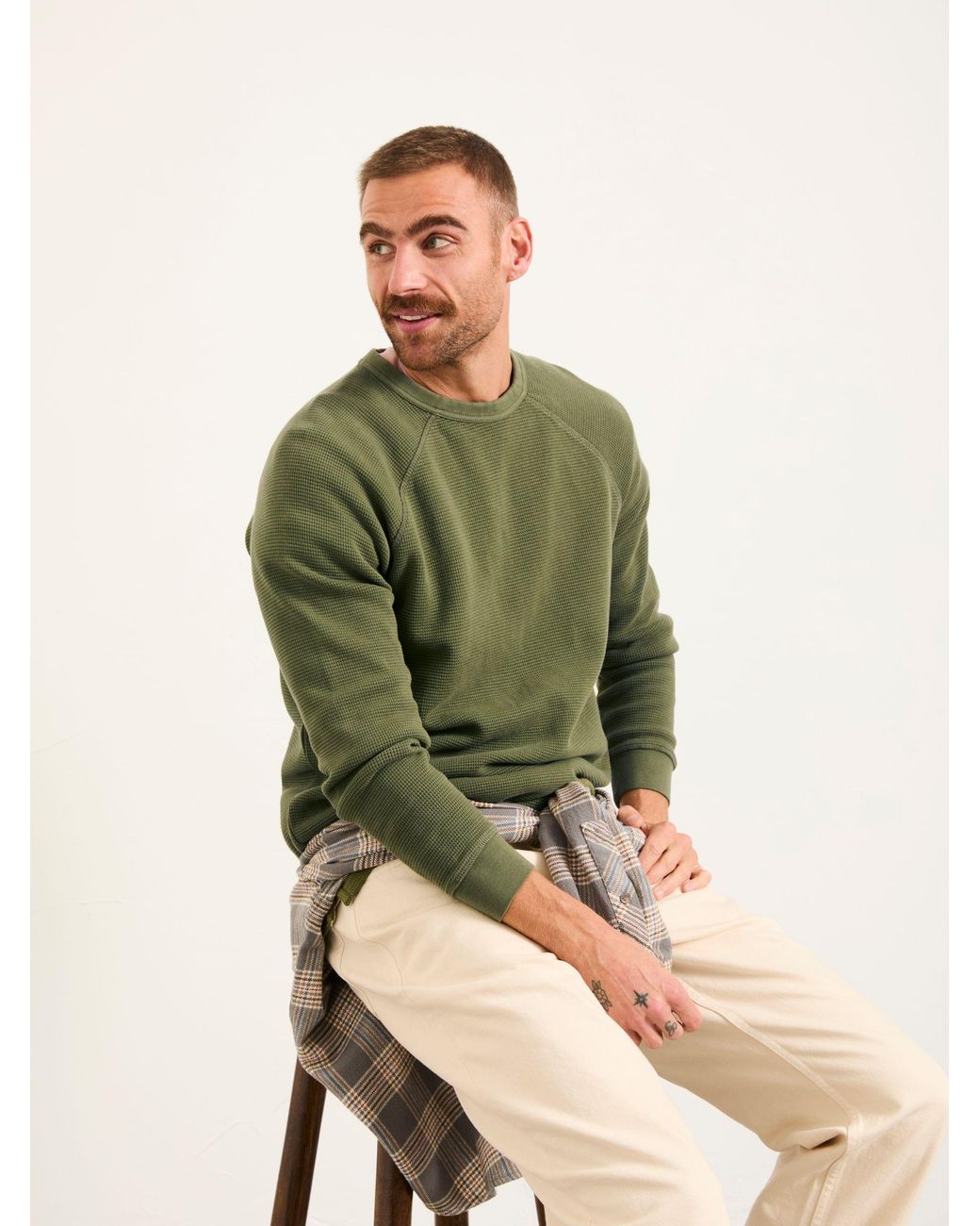FatFace Green Wye Crew Neck Sweat for men