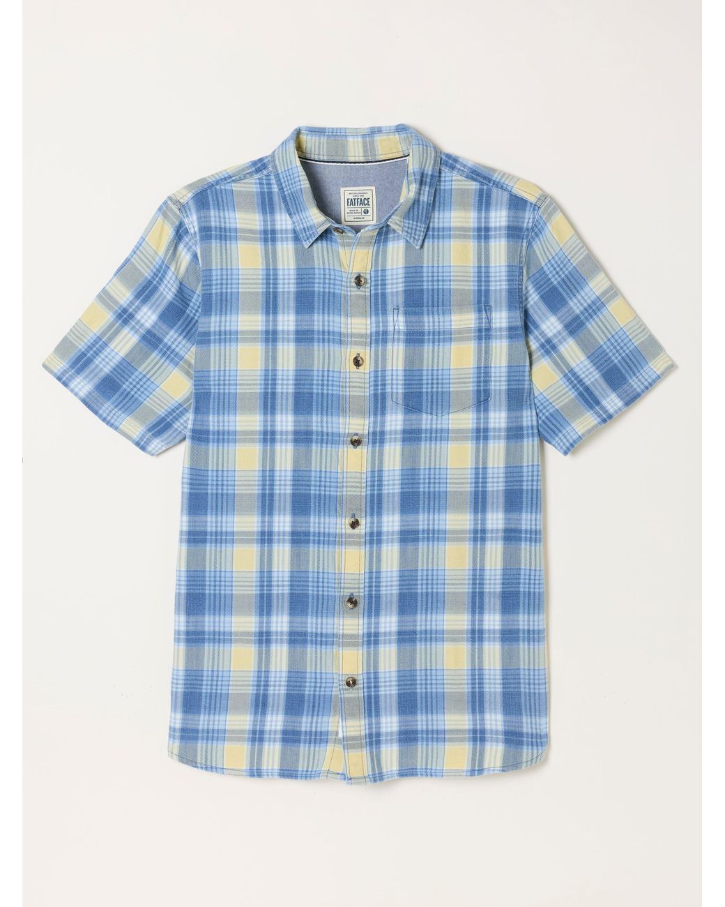 FatFace Blue Fatface Bude Short Sleeve Check Shirt for men
