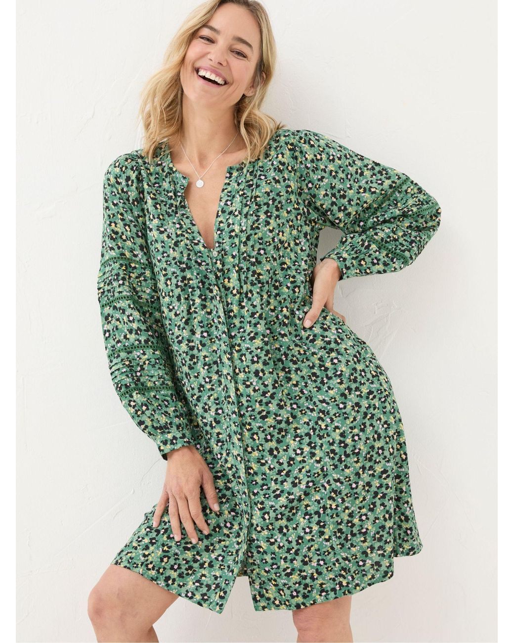 FatFace Green Joanna Floral Marks Dress