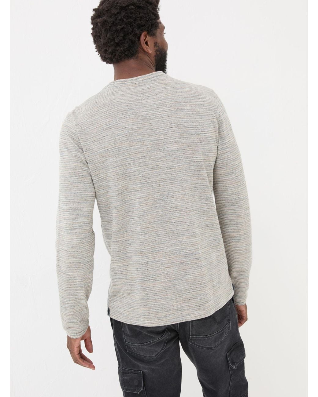 FatFace Gray Dark Skies Long Sleeve Crew T-Shirt for men
