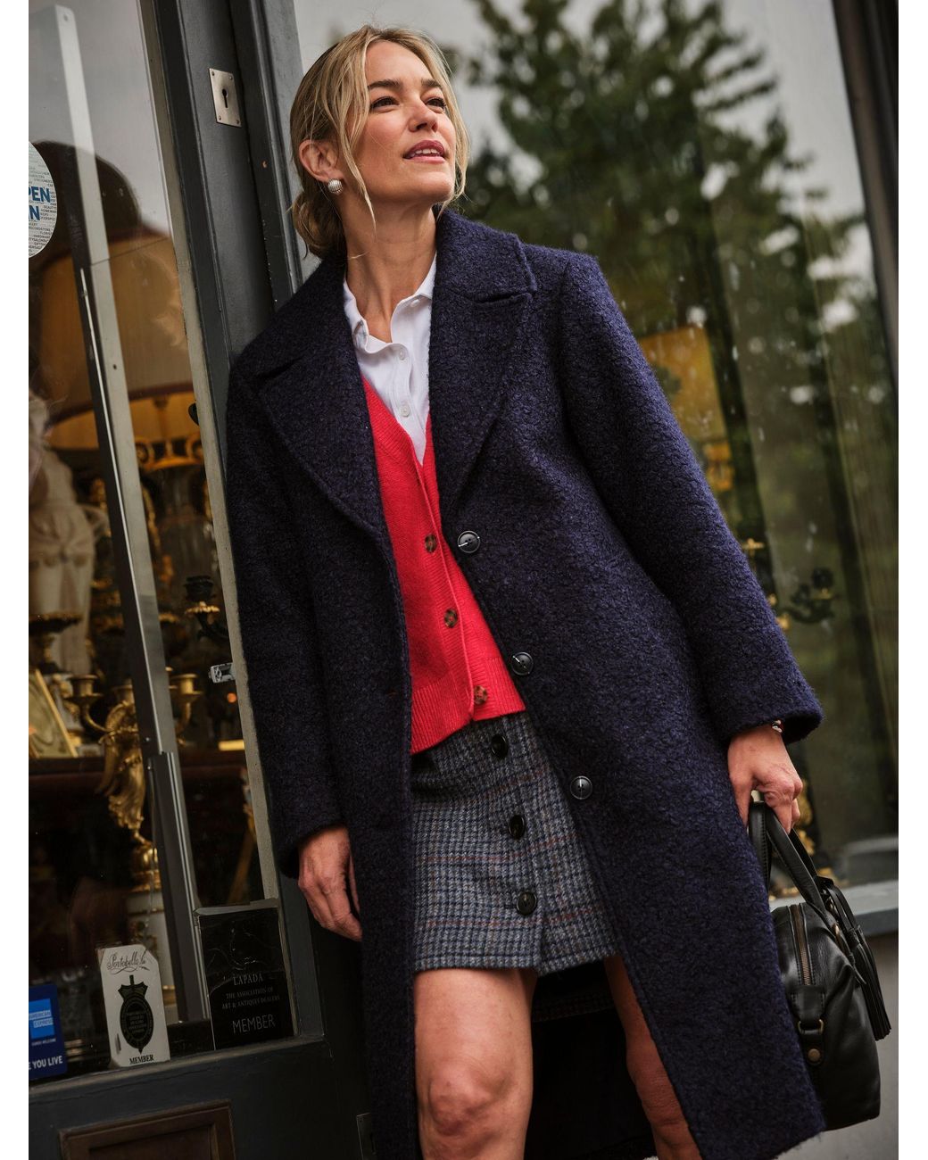 FatFace Black Fern Boucle Coat