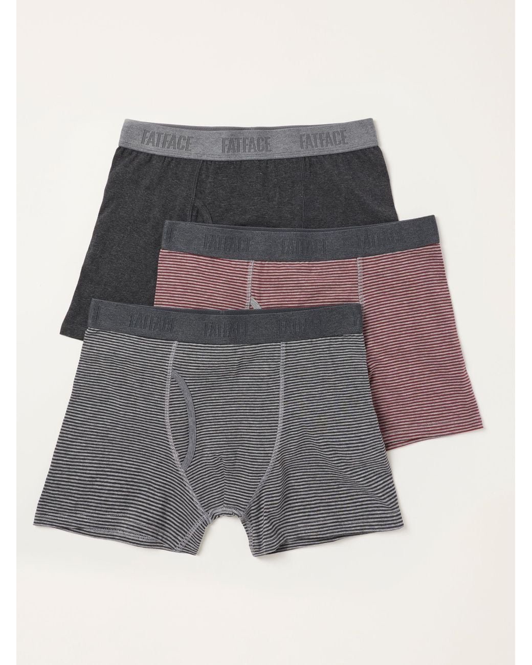 FatFace Gray Fatface 3 Pack/Striped/ Boxers for men
