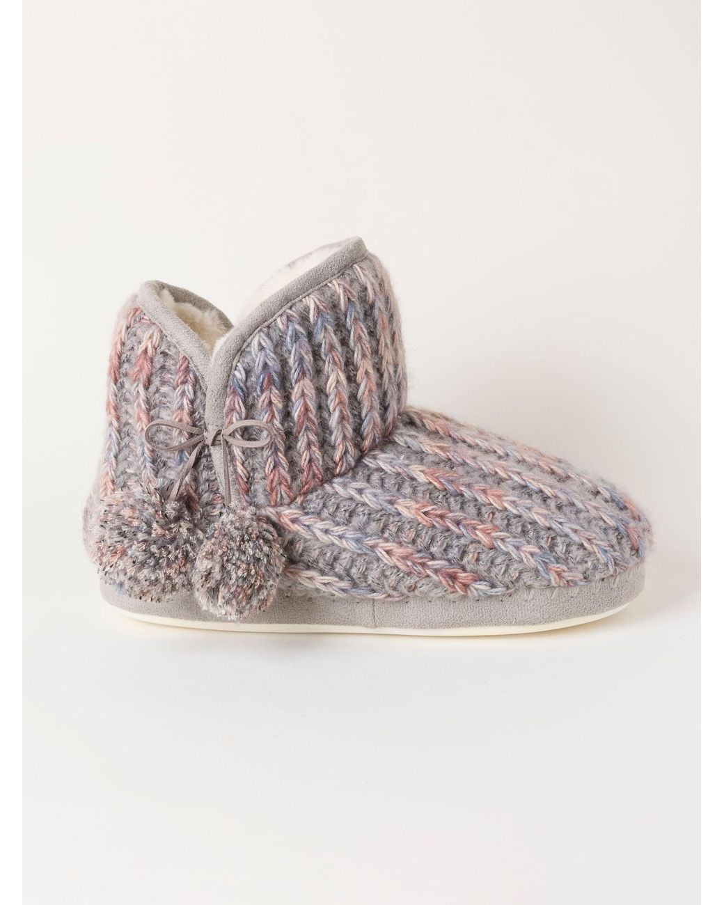 FatFace Gray Fatface Sara Knit Slipper Boots