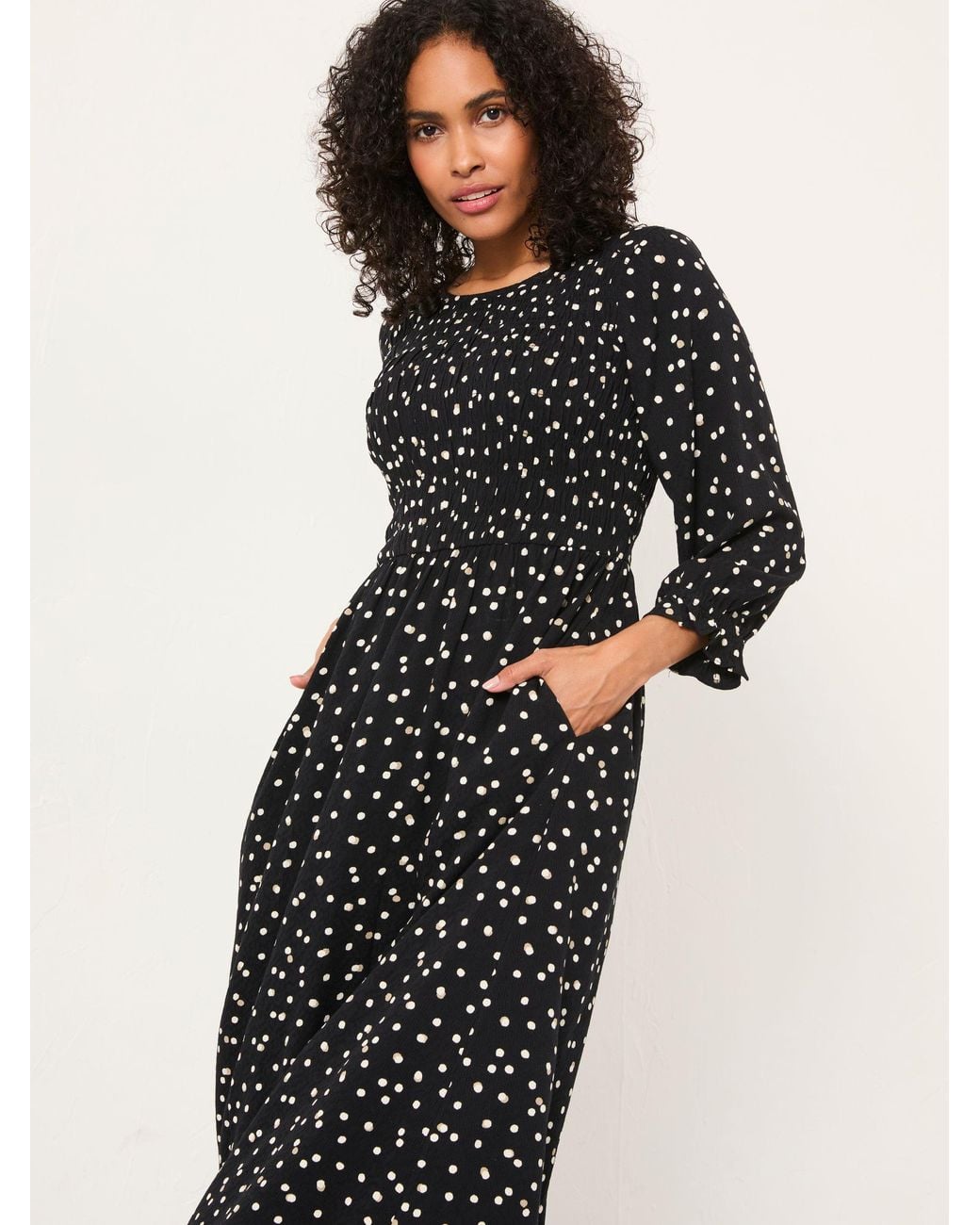 FatFace Black Mabel Petite Midi Dress
