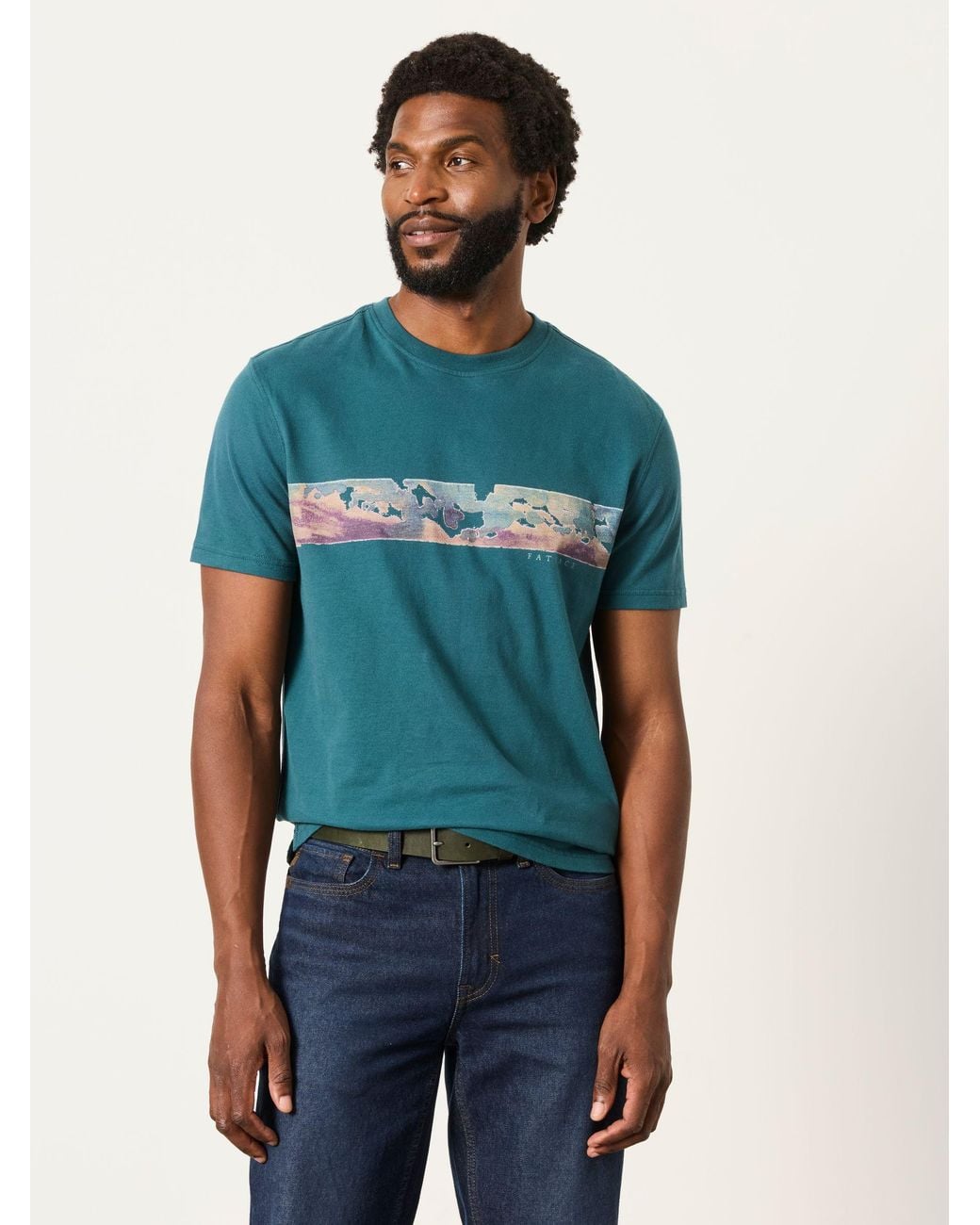 FatFace Blue Highland Graphic T-Shirt for men