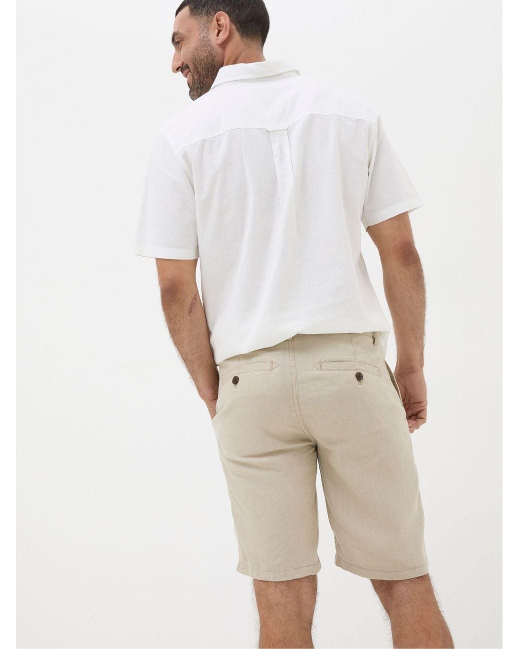 FatFace Natural Linen Flat Front Chino Shorts for men