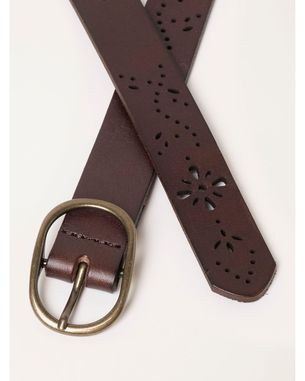 FatFace Brown Fatface Chocolate Cut Out Leather Belt