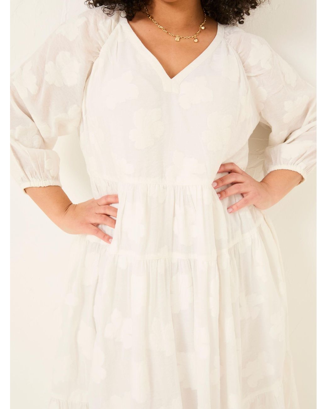 FatFace Natural Kelly Jacquard Maxi Dress