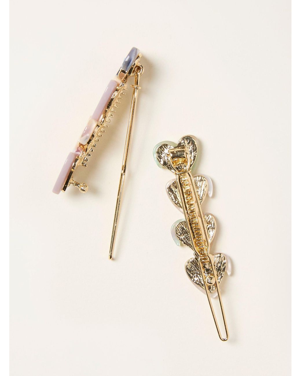 FatFace Natural 2 Pack Heart Hair Slides