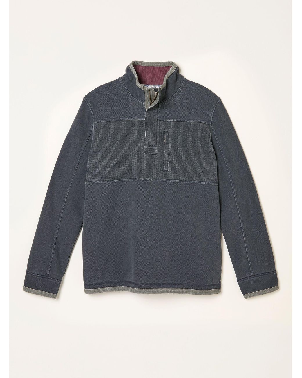 FatFace Gray Airlie Panel Quarter Neck Sweatshirt for men