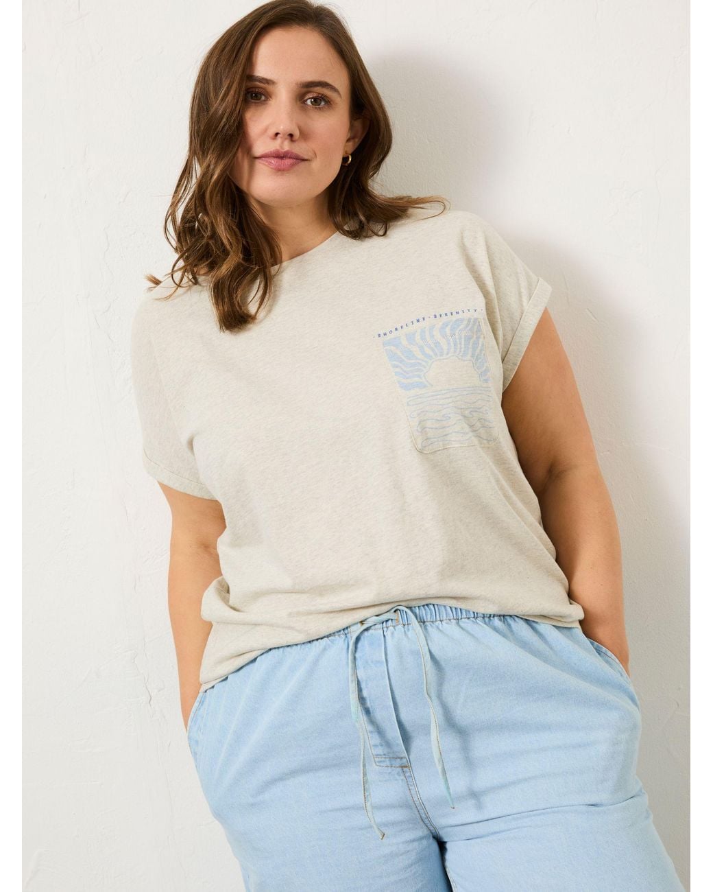 FatFace Natural Sea Graphic 100% Cotton T-Shirt