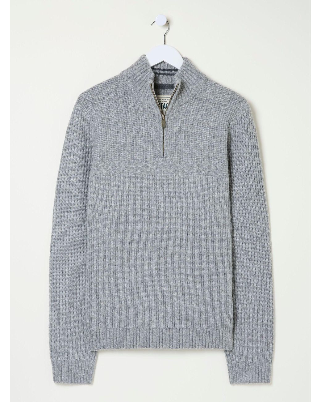 FatFace Gray Calder Half Neck Jumper for men