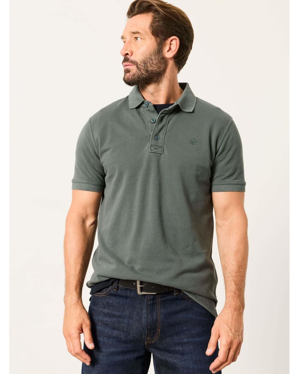 FatFace Green Short Sleeve Pique Polo Shirt for men