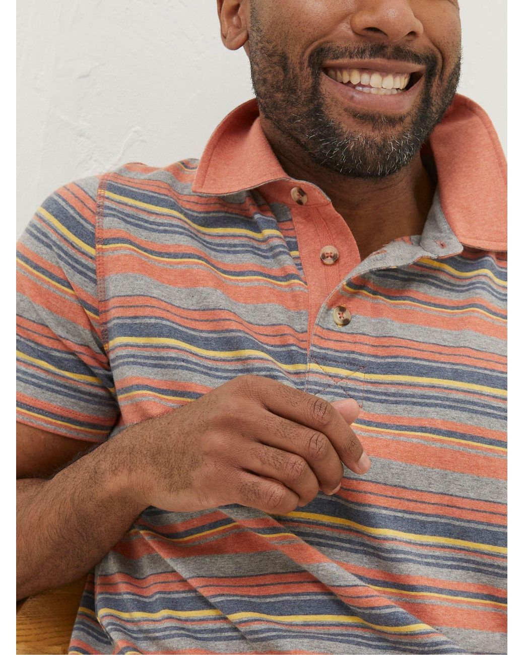 FatFace Brown Fatface Penzance Stripe Polo Shirt for men