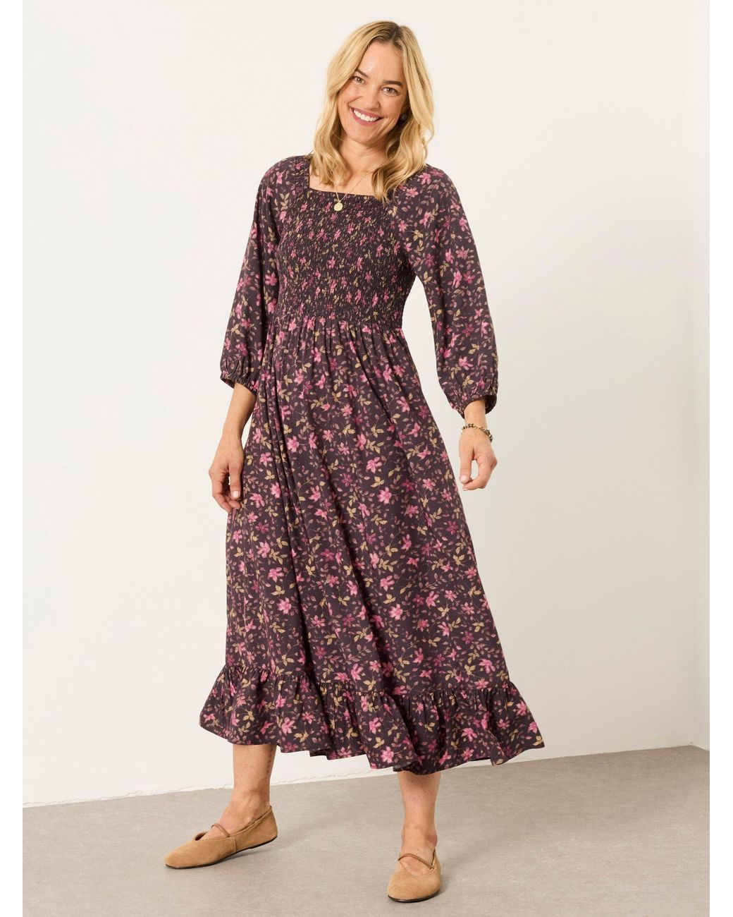 FatFace Purple Adele Petite Midi Dress
