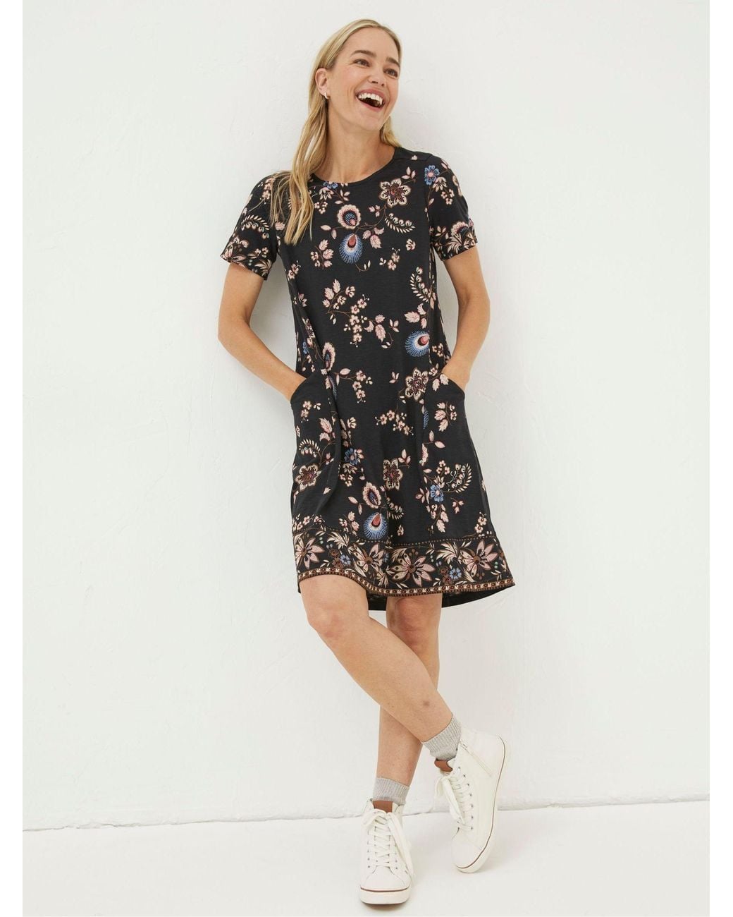 FatFace Black Simone Fall Floral Jersey Dress