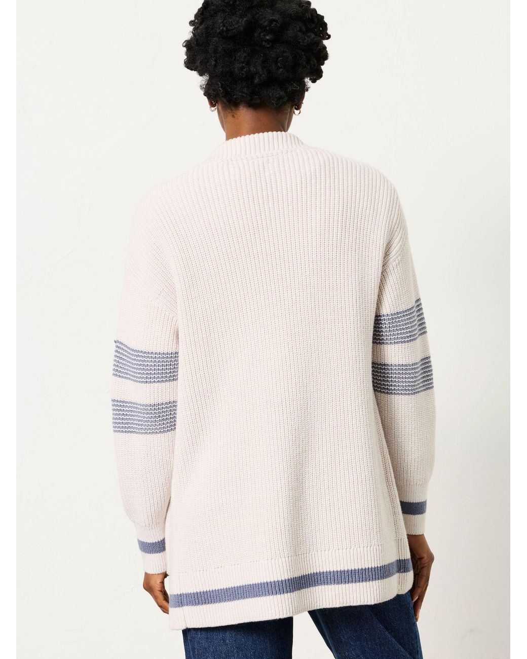 FatFace White Katie Knitted Long Line Cardigan