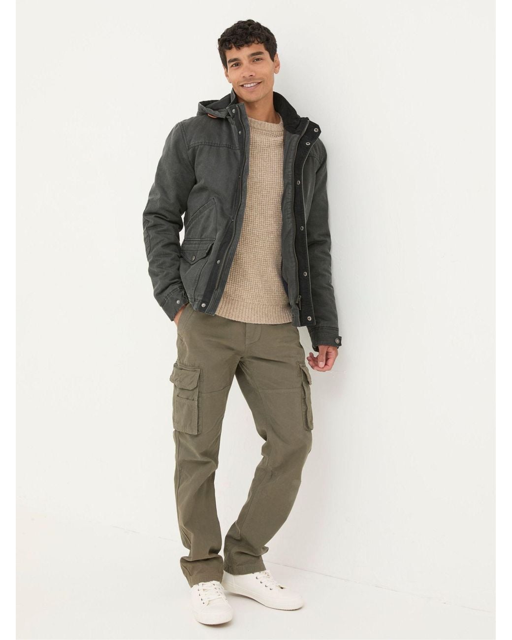 FatFace Gray Hadley Hooded Jacket for men