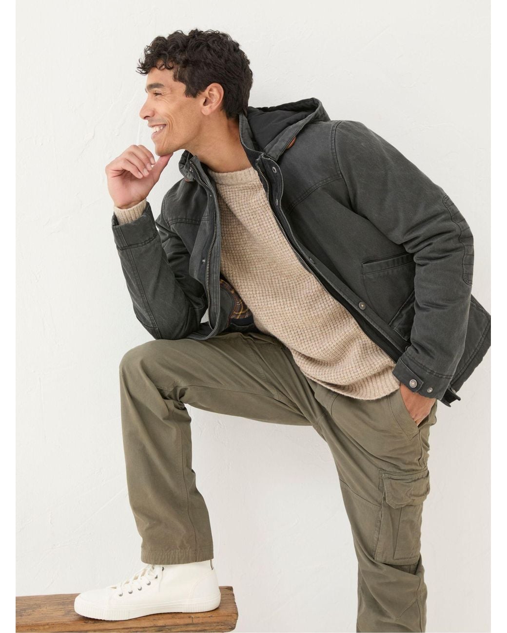 FatFace Gray Hadley Hooded Jacket for men