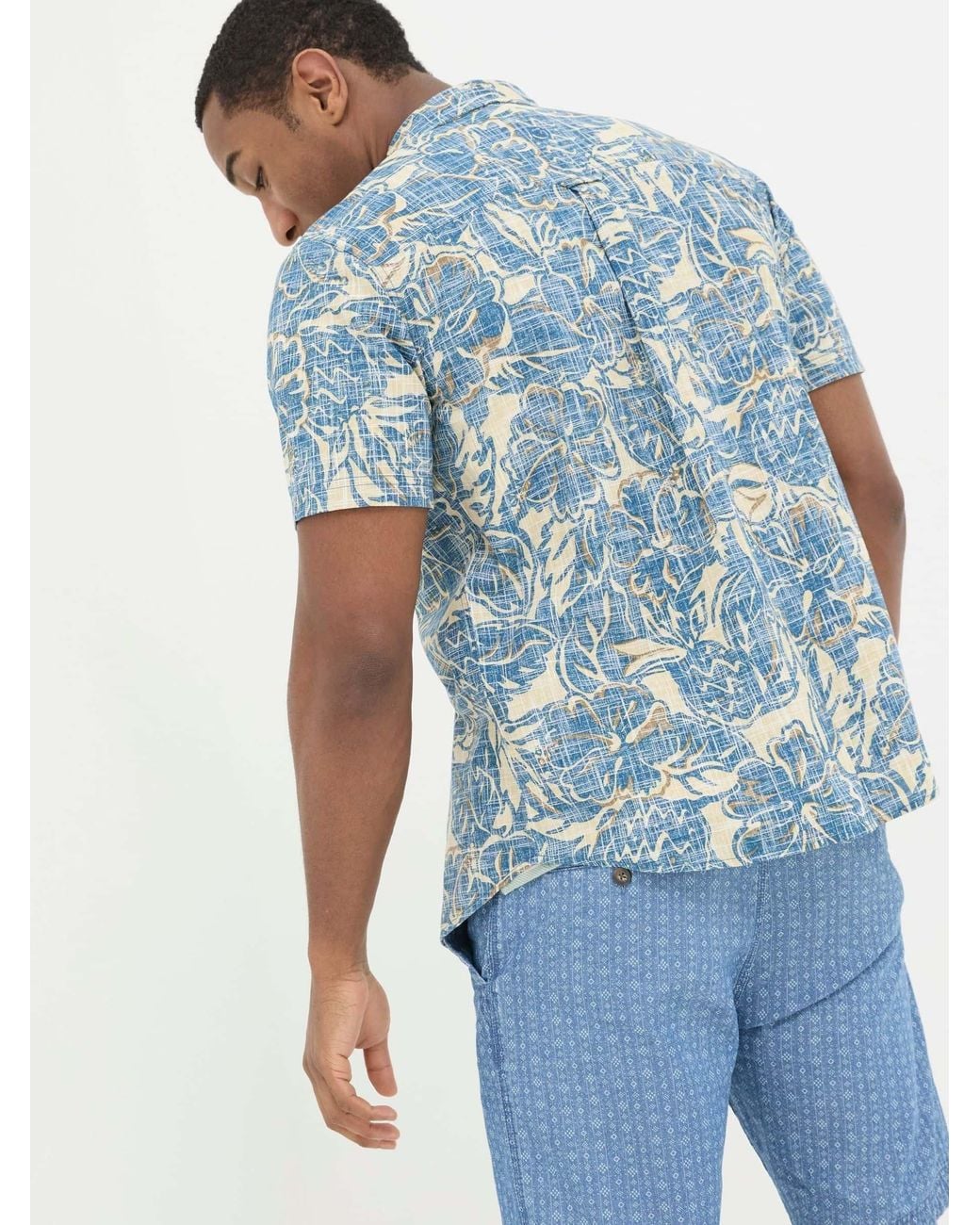 FatFace Blue Vintage Tropical Print Shirt for men