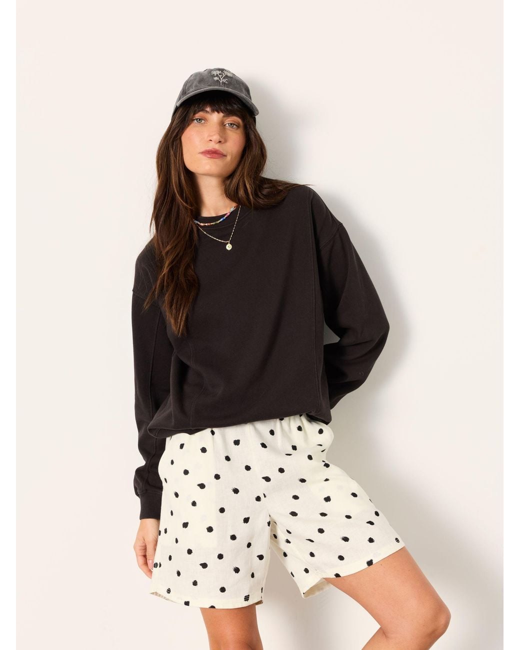 FatFace Black Sienna Seam Detail Crew Sweat