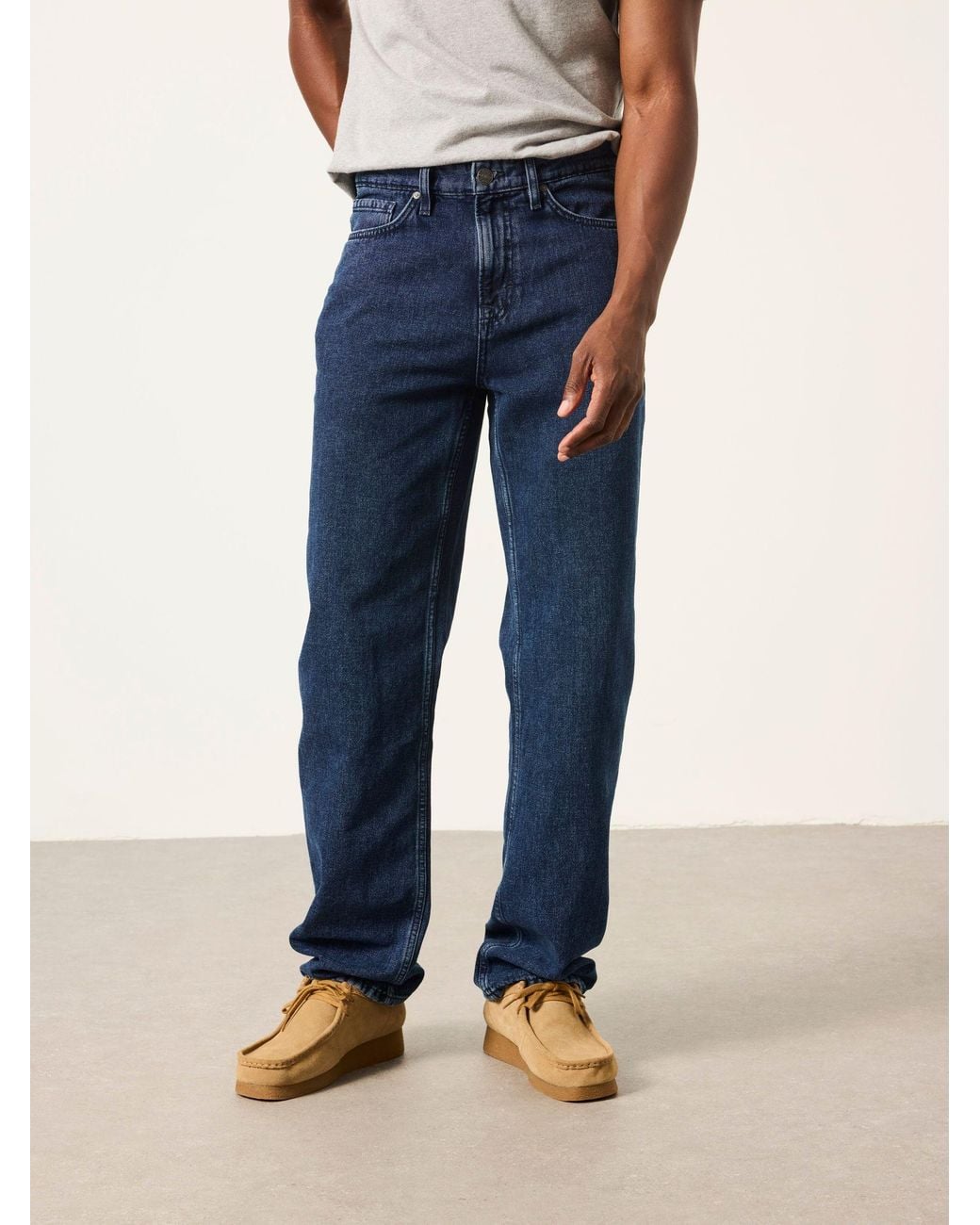 FatFace Blue Relaxed Straight Fit Canvas Weave Jeans for men