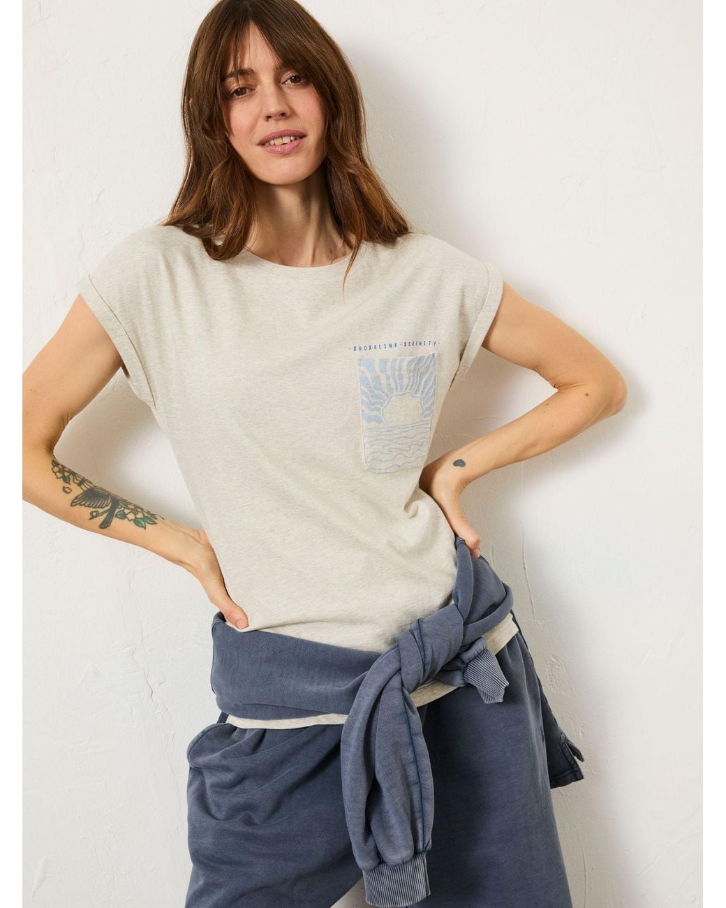 FatFace Natural Sea Graphic 100% Cotton T-Shirt