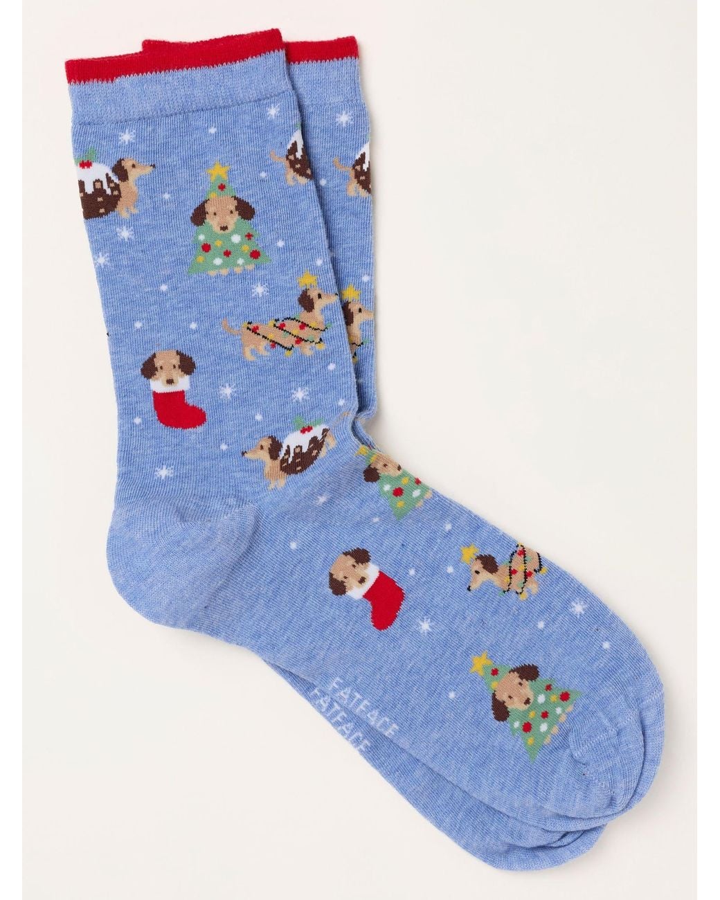 FatFace Blue Fatface Christmas Dogs Socks