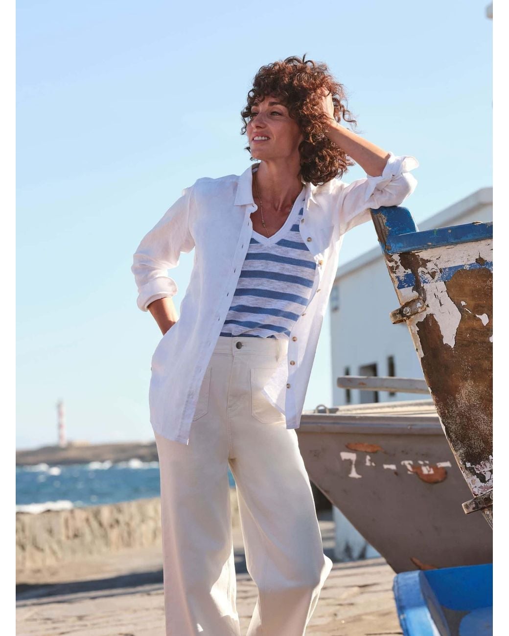 FatFace White Keswick Wide Leg Cropped Jeans