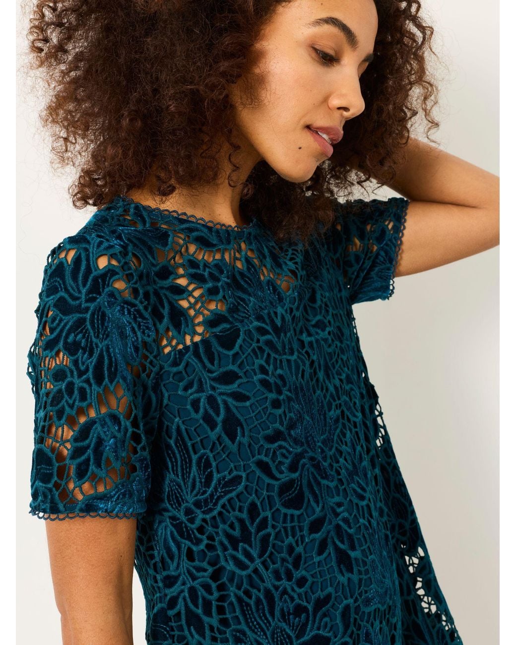 FatFace Blue Simone Petite Lace Dress