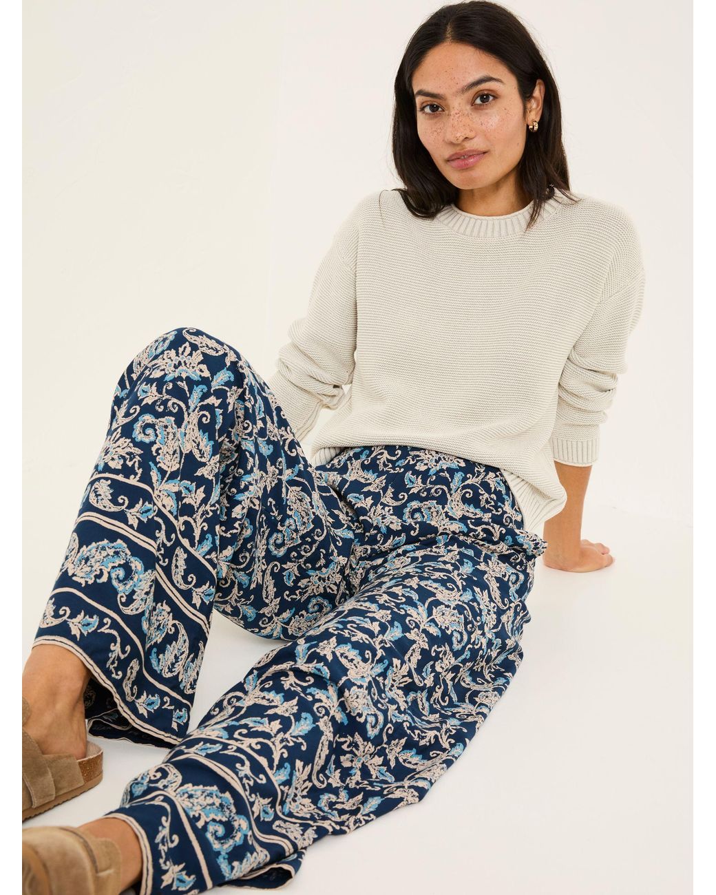 FatFace Blue Isla Wide Leg Trousers