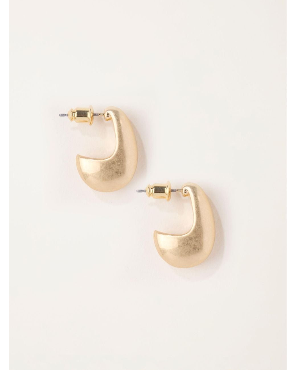 FatFace Natural Fatface Tone Brushed Hoop Earrings